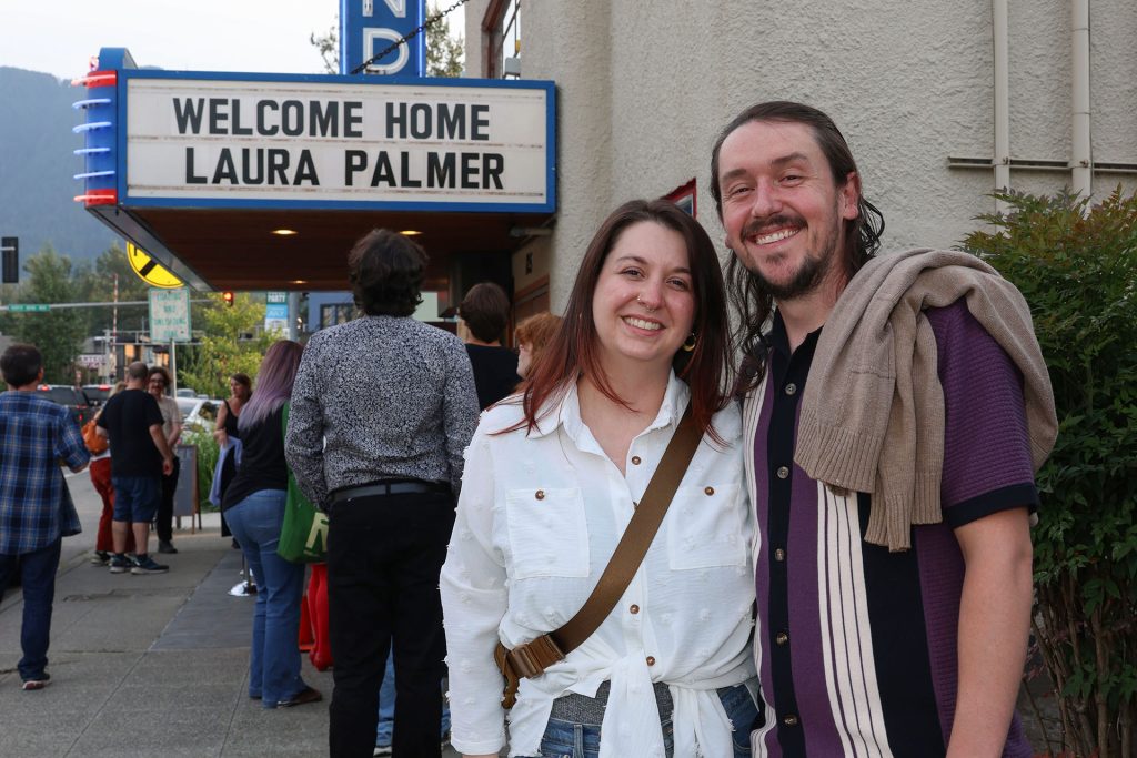 Rachel and Max outside North Bend Theatre