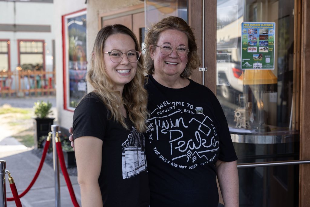 Beth Burrows and daughter outside theatre