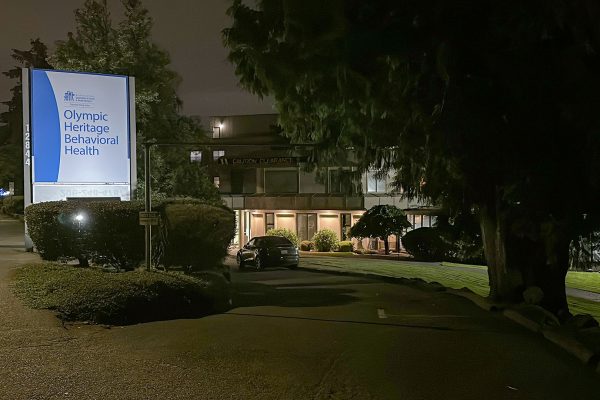 street sign outside a hospital building