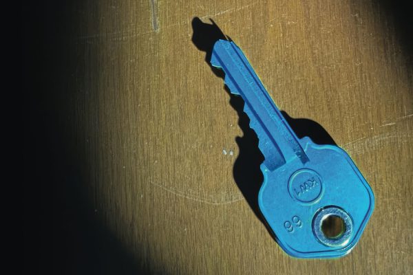 Blue Key on a table