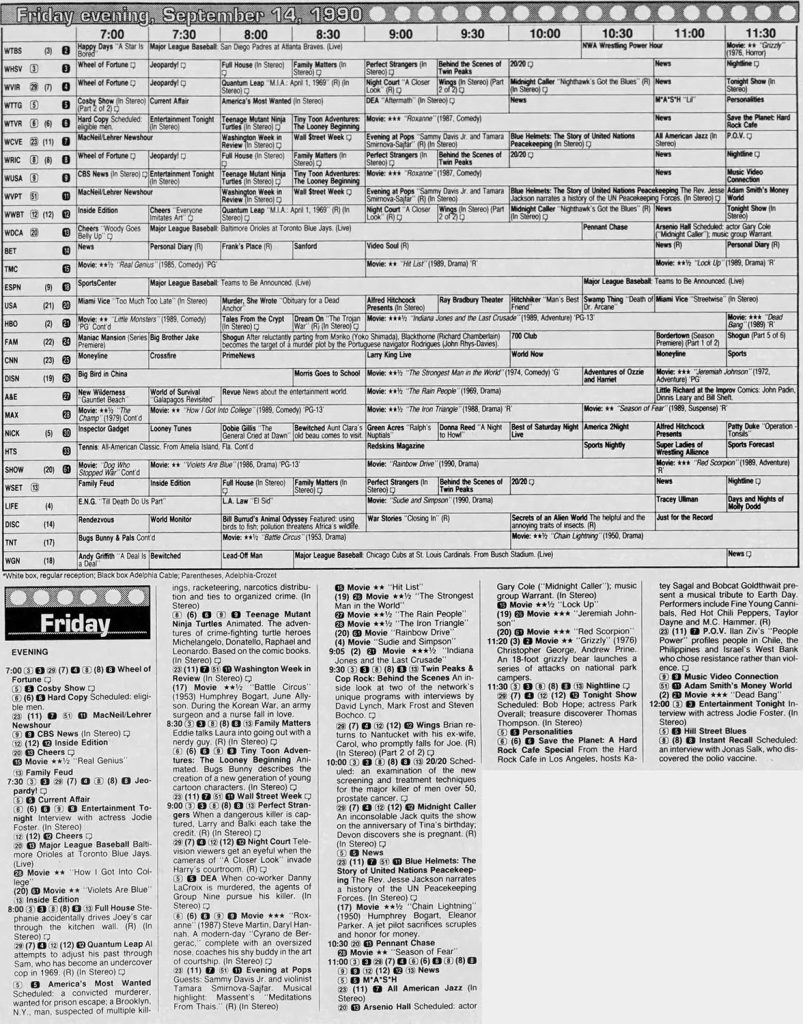 Television show listings