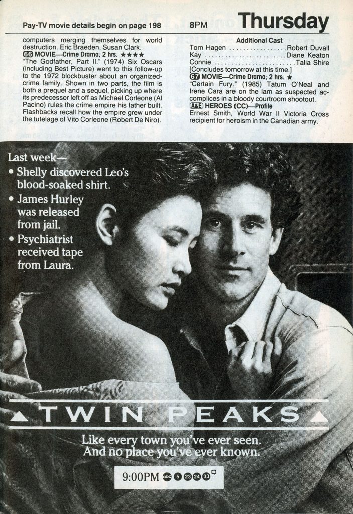 Twin Peaks advertisement with Josie Packard and Sheriff Truman