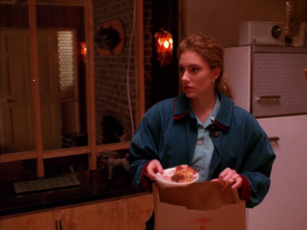 Shelly Johnson holding pie