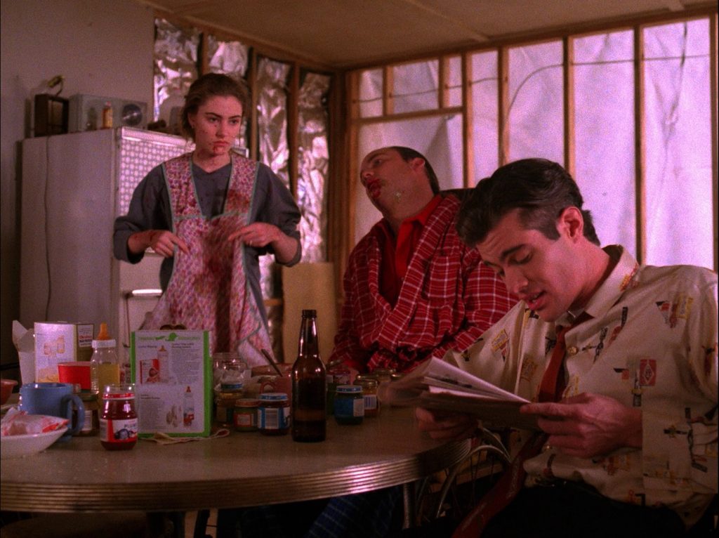 Shelly, Leo and Bobby around the kitchen table