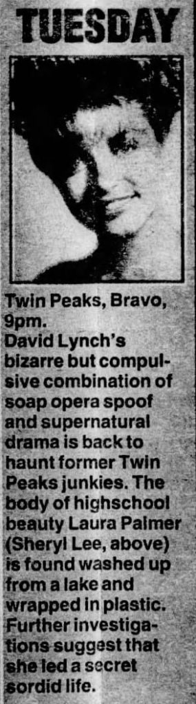 Newspaper article about Twin Peaks