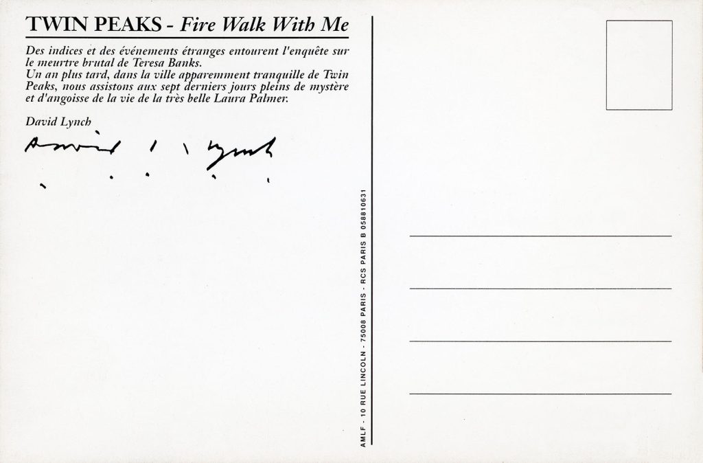 Back of Twin Peaks: Fire Walk With Me postcard