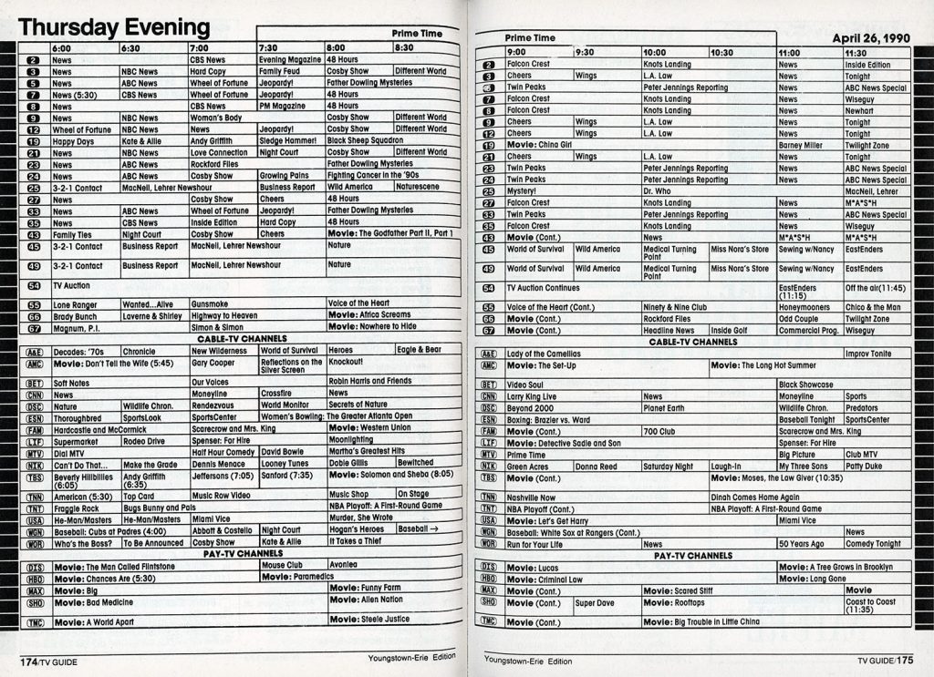 TV listings in TV Guide