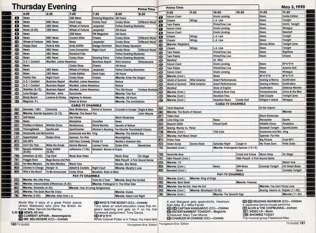 TV show listings