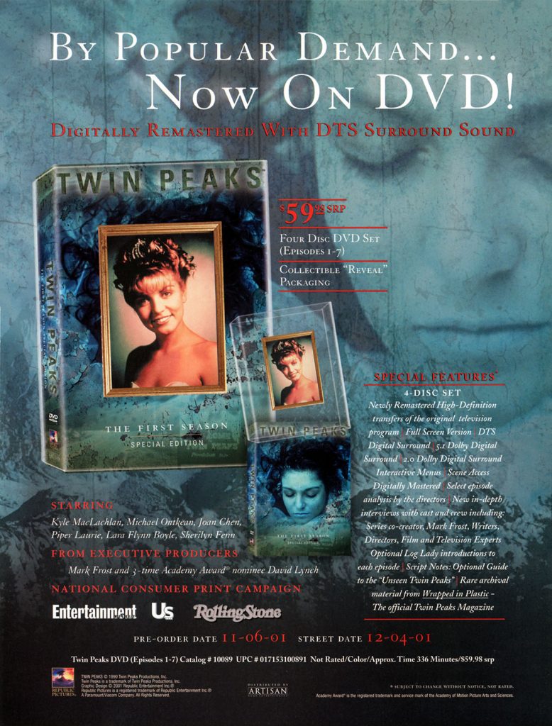 Video Business Magazine advertisement for Twin Peaks - The First Season on DVD