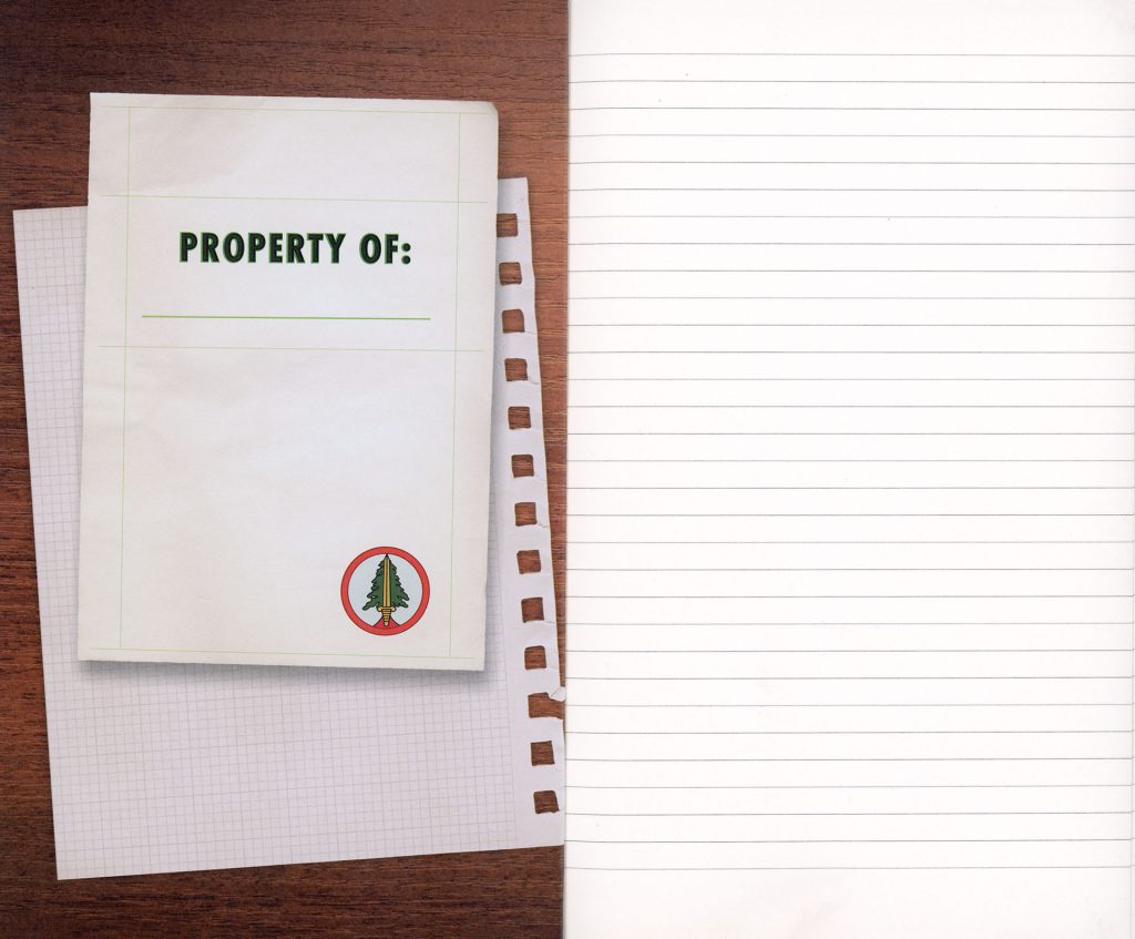 Blank page and Property Of page with Bookhouse Boy Logo