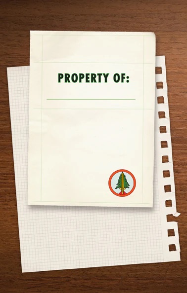 Property Of label with Bookhouse Boy symbol