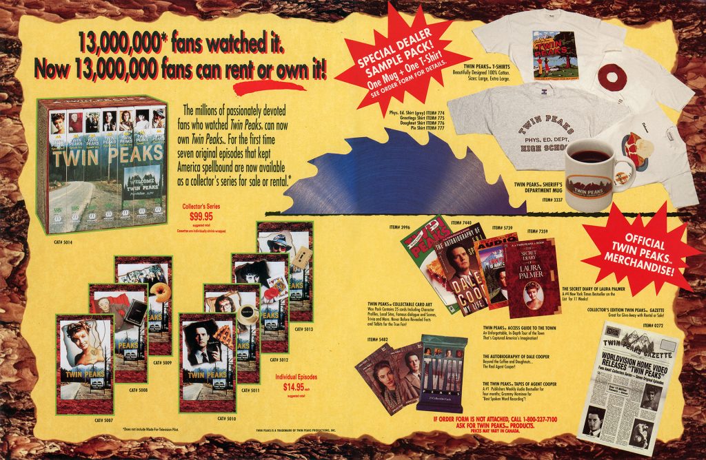 Inside of Twin Peaks merchandise brochure