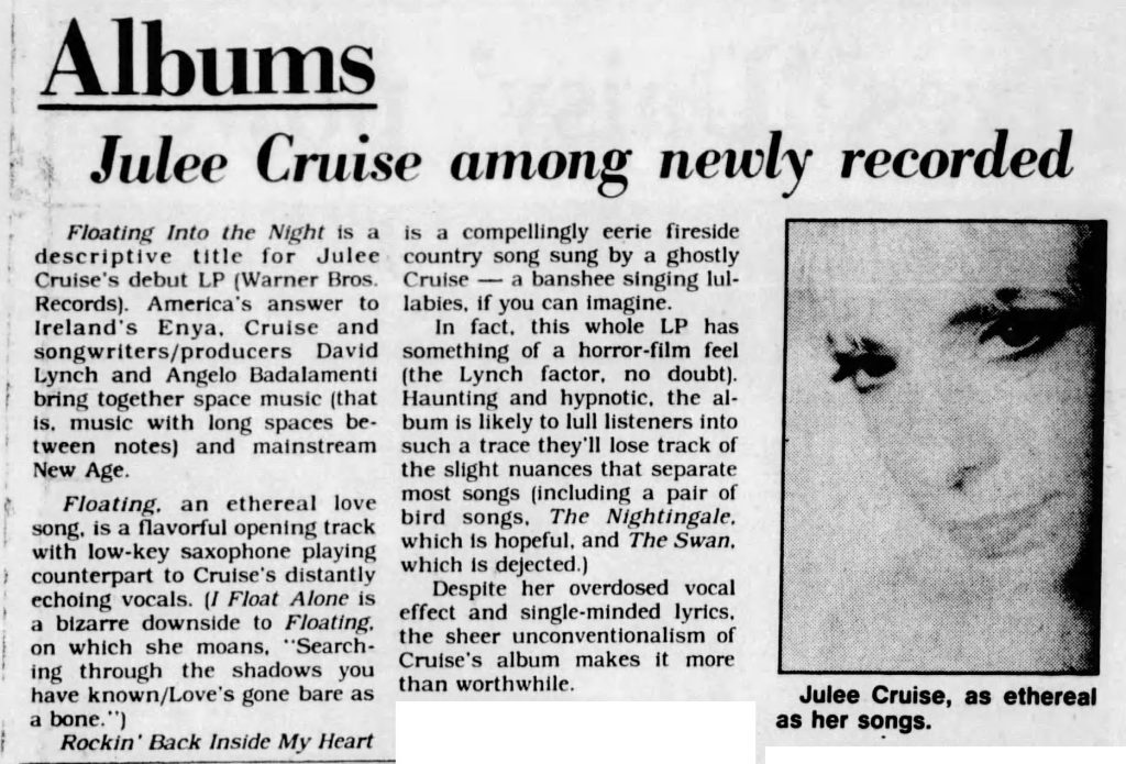 Newspaper article about Julee Cruise's album