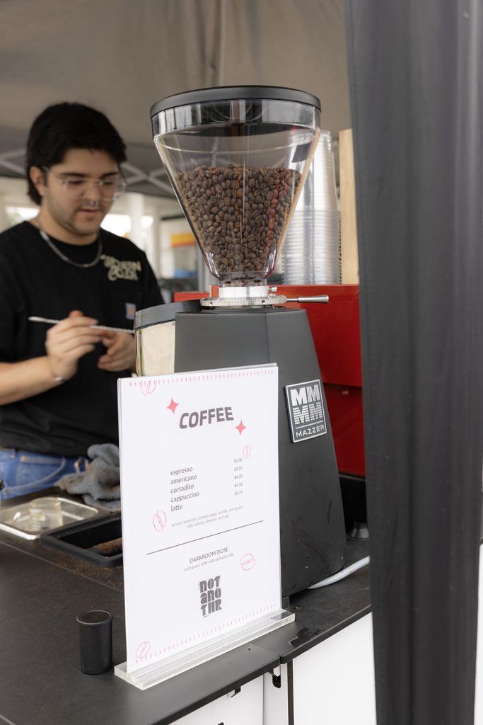 Coffee machine in a booth