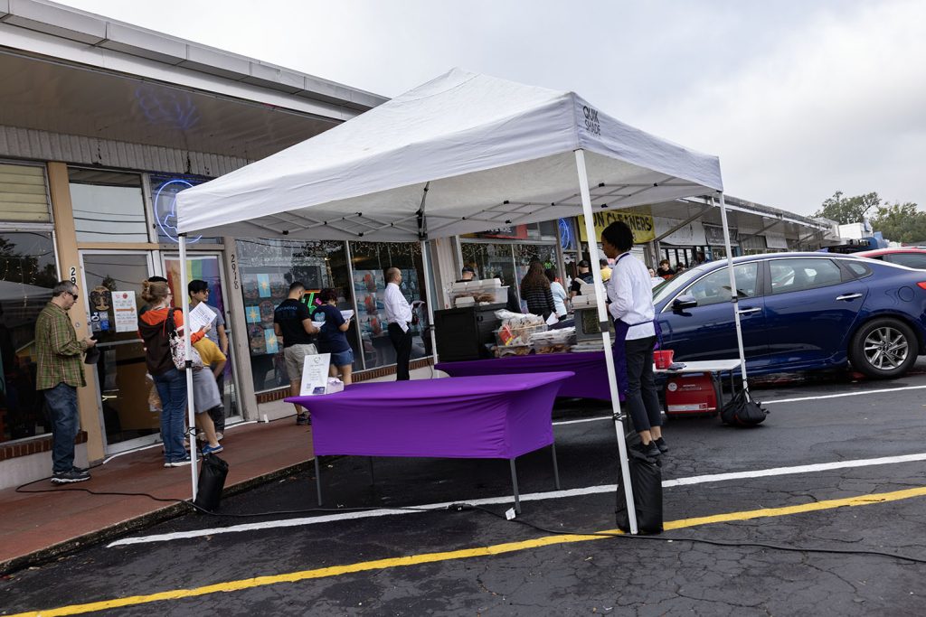 Food tent outside shop