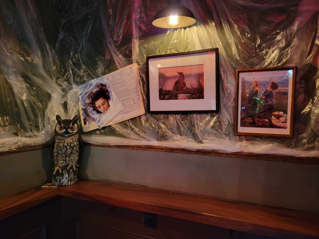 Wall wrapped in Plastic with images from Twin Peaks