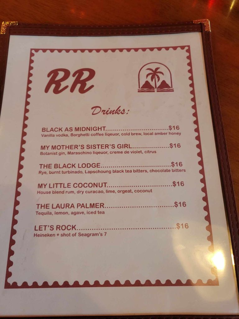 Drink Menu at The Summer Place Bar