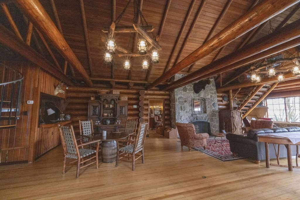 Inside Kiana Lodge with tables and chairs