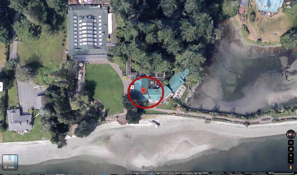 Aerial view of Kiana Lodge via Google Maps