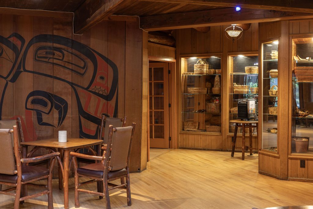 Lobby of Kiana Lodge with tables and chairs