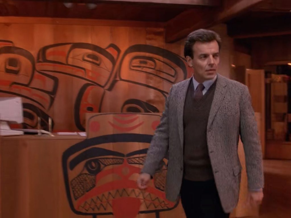 Leland Palmer crossing the Great Northern Hotel Lobby