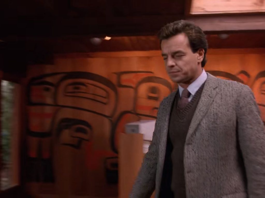 Leland Palmer crossing the Great Northern Hotel Lobby