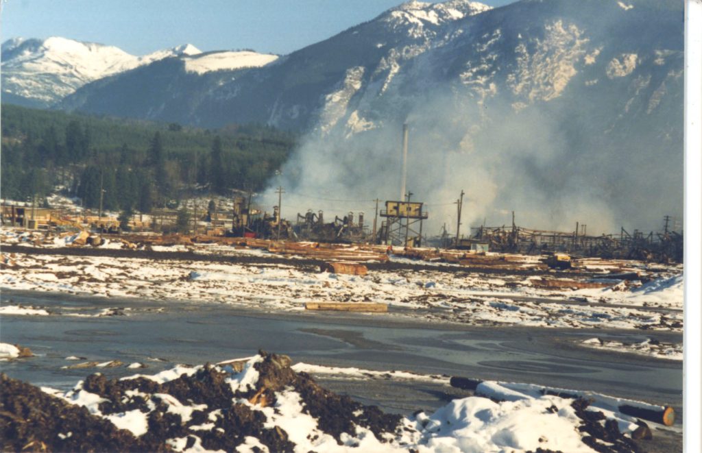 Morning after Fire at Weyerhaeuser Plywood Plant