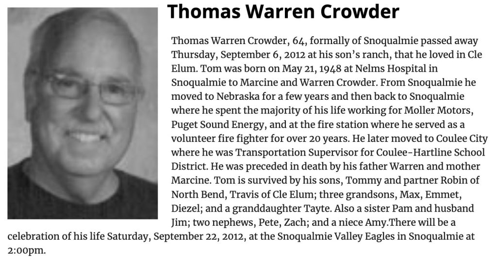 Obituary for Thomas Crowder