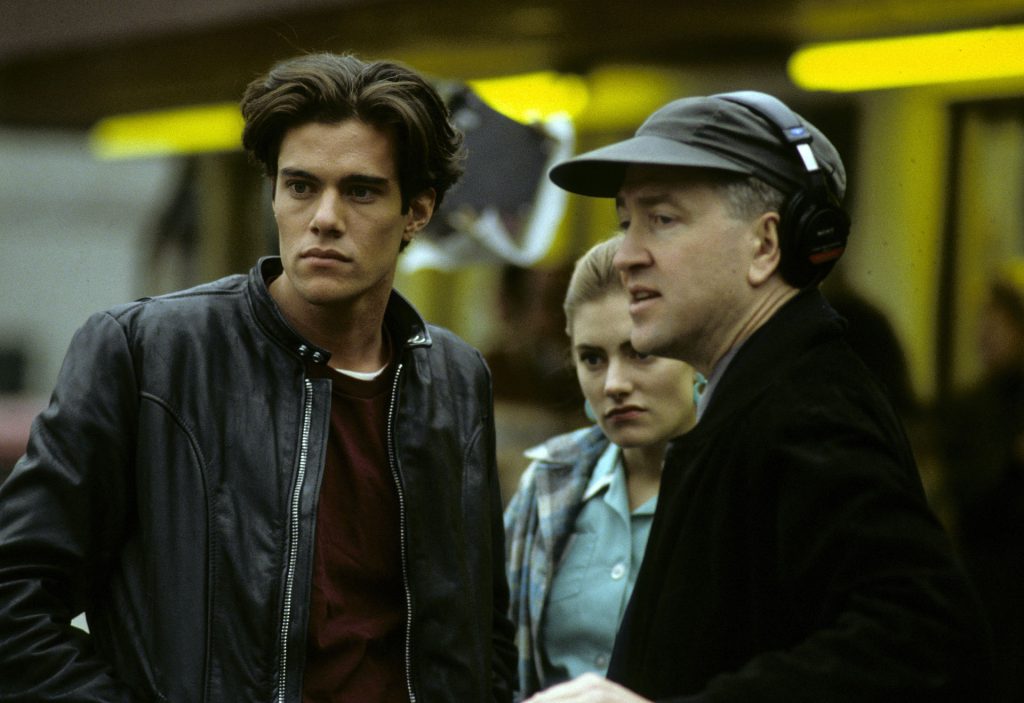 Dana Ashbrook, Madchen Amick and David Lynch outside Mar-T Cafe