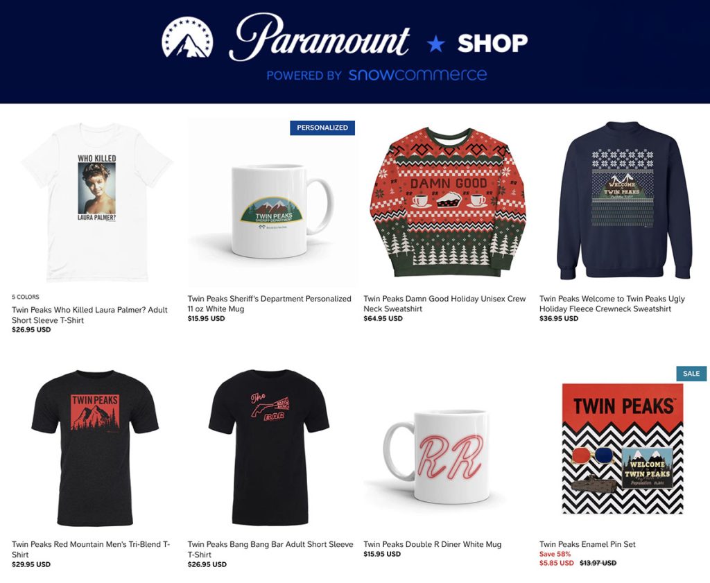 Paramount Shop for Twin Peaks merchandise