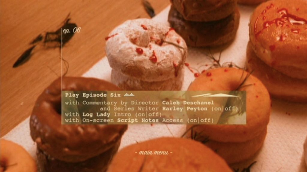 DVD Menu with an image of blood-covered doughnuts