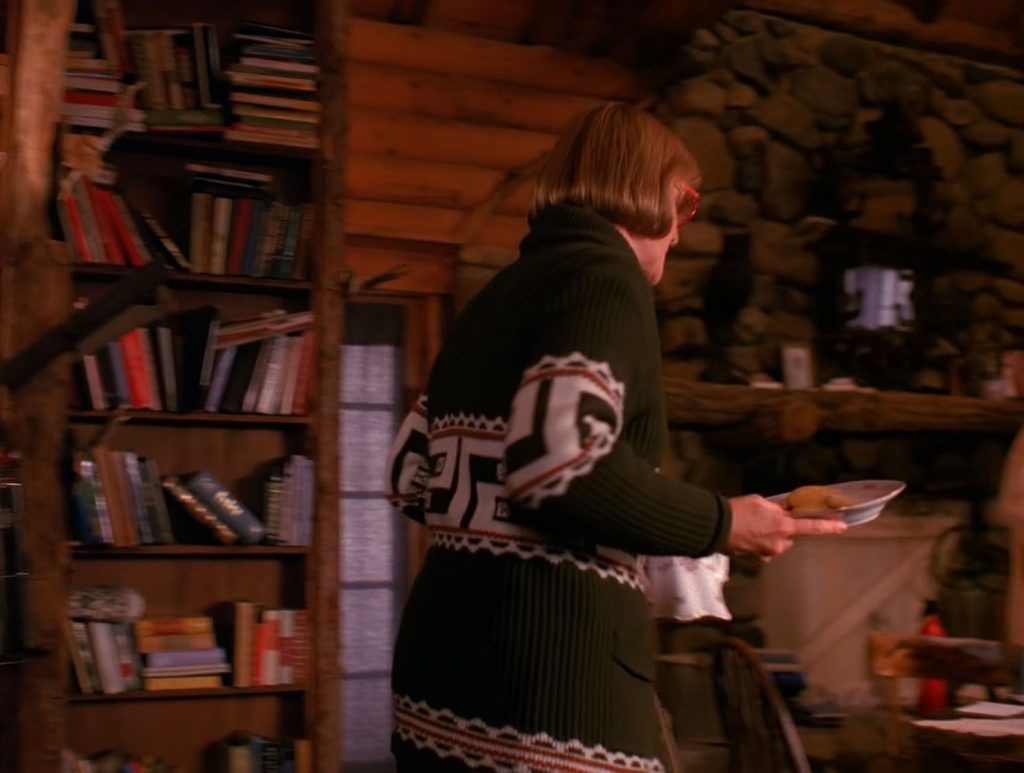 Log Lady carrying tea and cookies