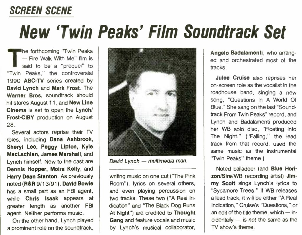 Article about Twin Peaks: Fire Walk With Me 