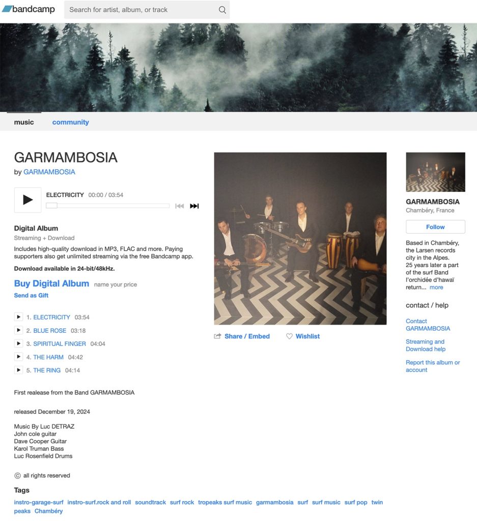 Bandcamp landing page for Garmambozia