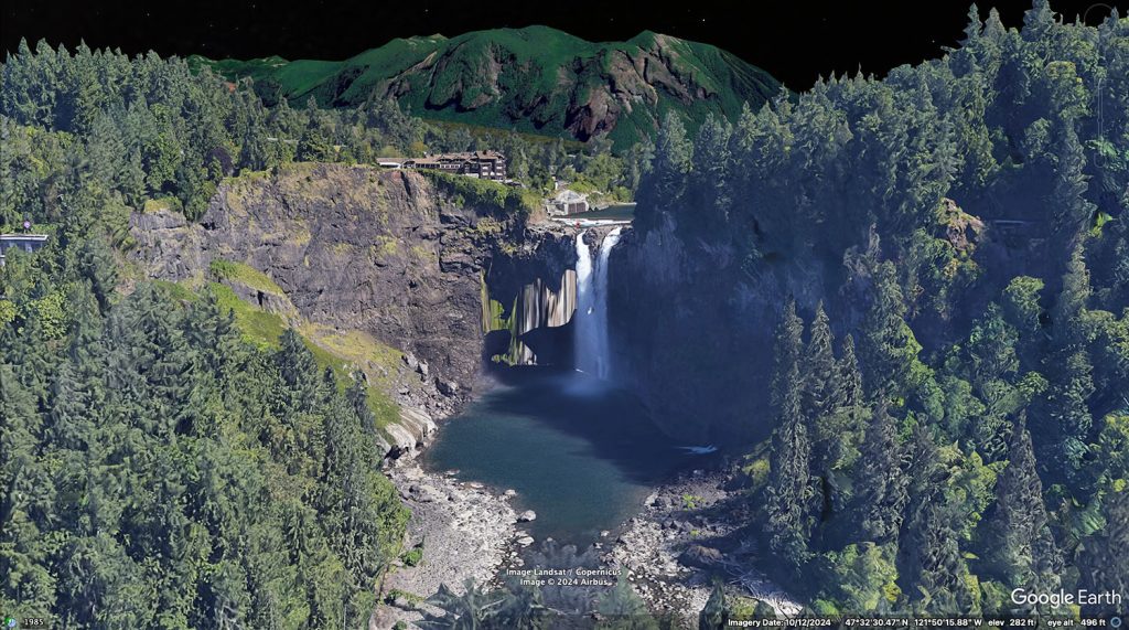 Google Earth view of Snoqualmie Falls