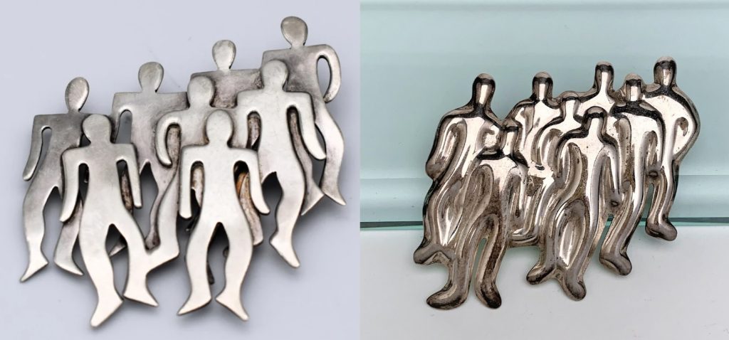 Lookalike Brooches of People standing