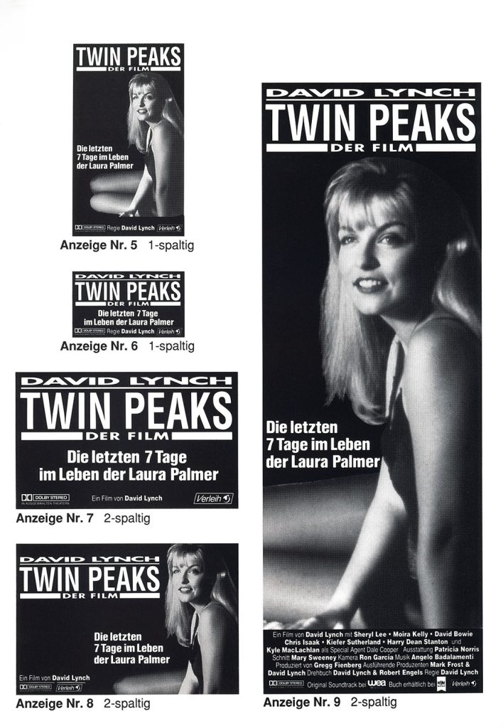 Film Advertisements from German Advertising Guide for Twin Peaks - Fire Walk With Me