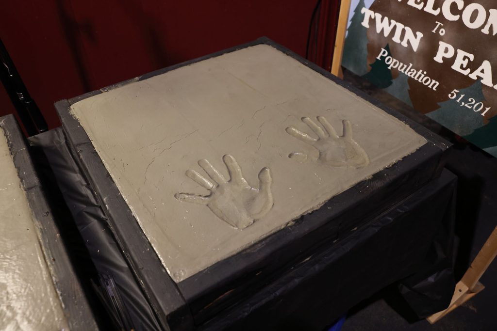 Handprints in a cement block