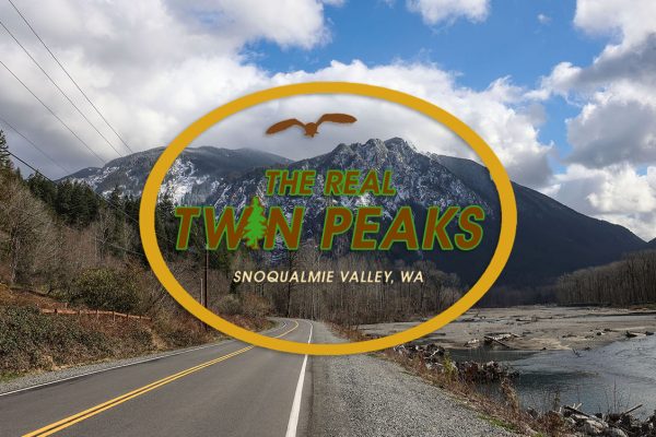 Mount Si and Reinig Road with Real Twin Peaks logo in center