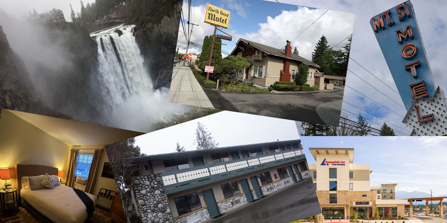 Image collage of places to stay in Snoqualmie Valley