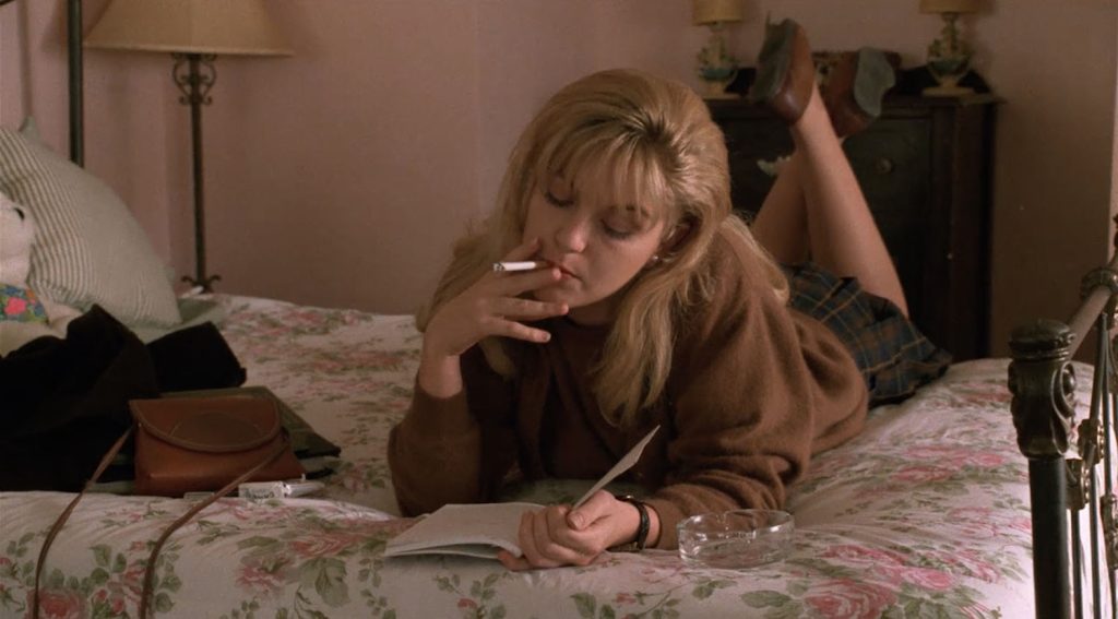 Laura Palmer smoking in her bedroom