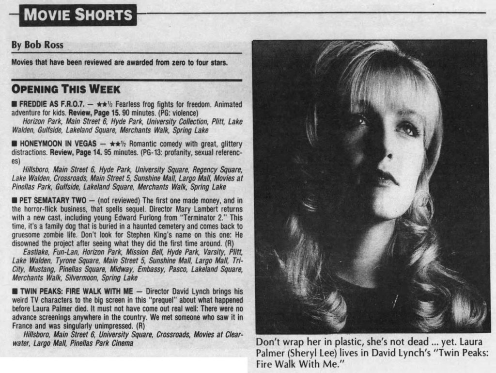 Newspaper article and an image of Laura Palmer