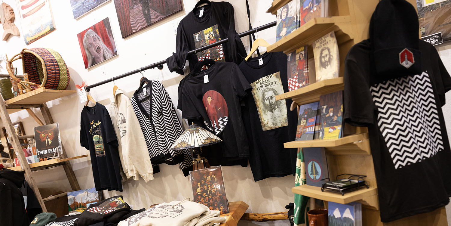 Merchandise display with t-shirts