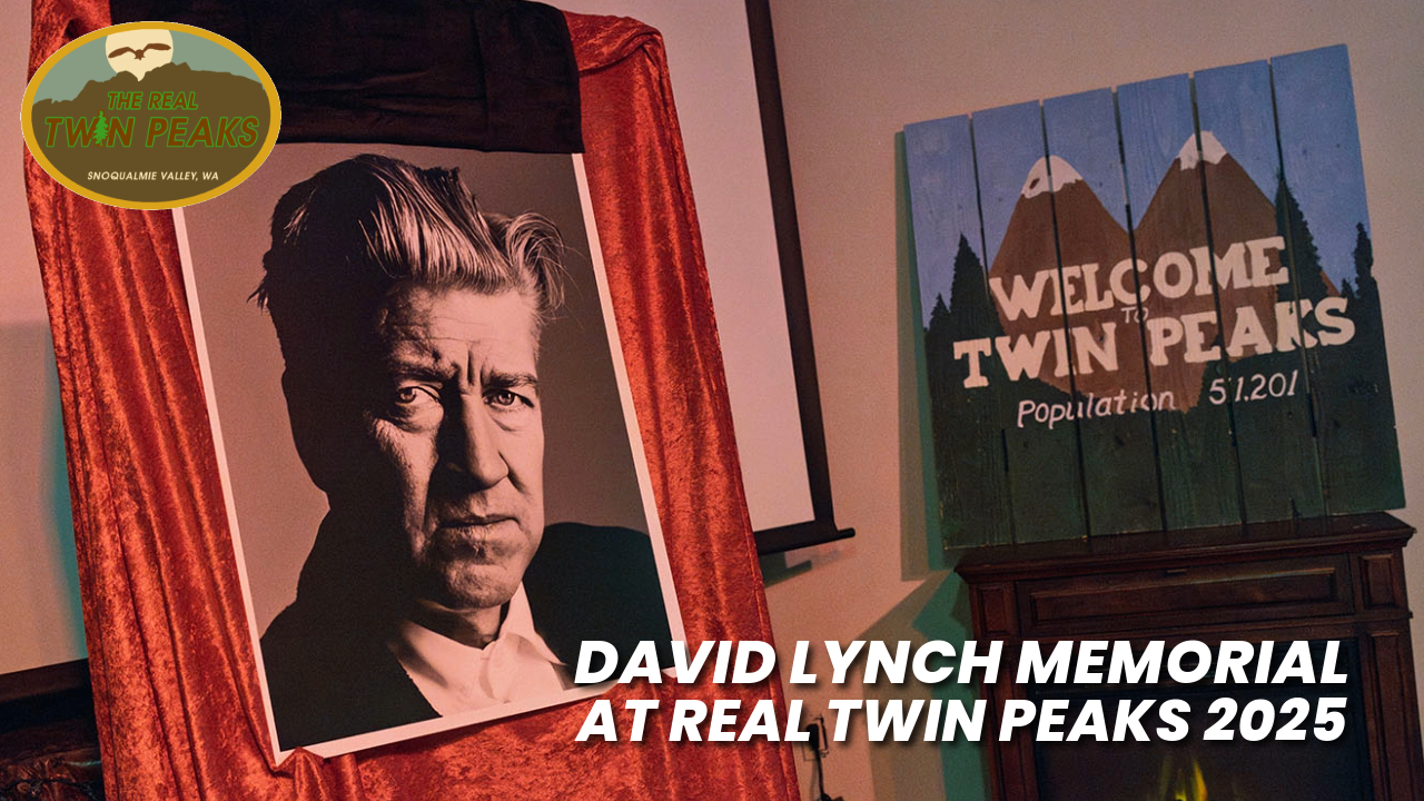 Image of David Lynch on a red-draped easel