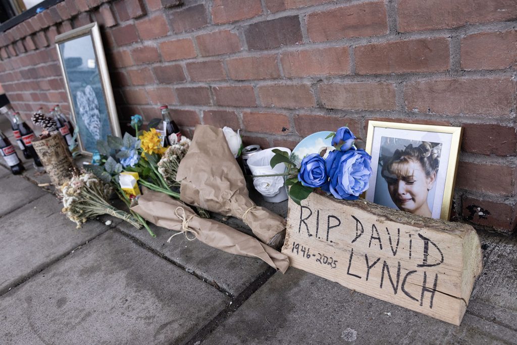 Memorial outside Twede's Cafe for David Lynch's passing