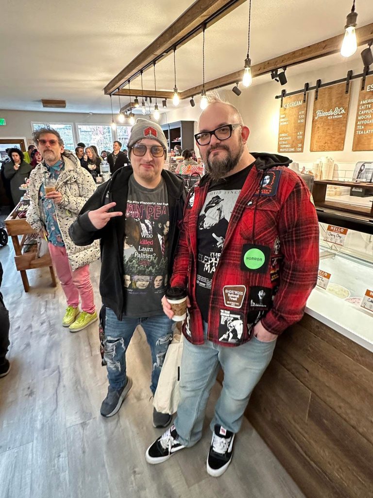 Two people in an ice cream shop