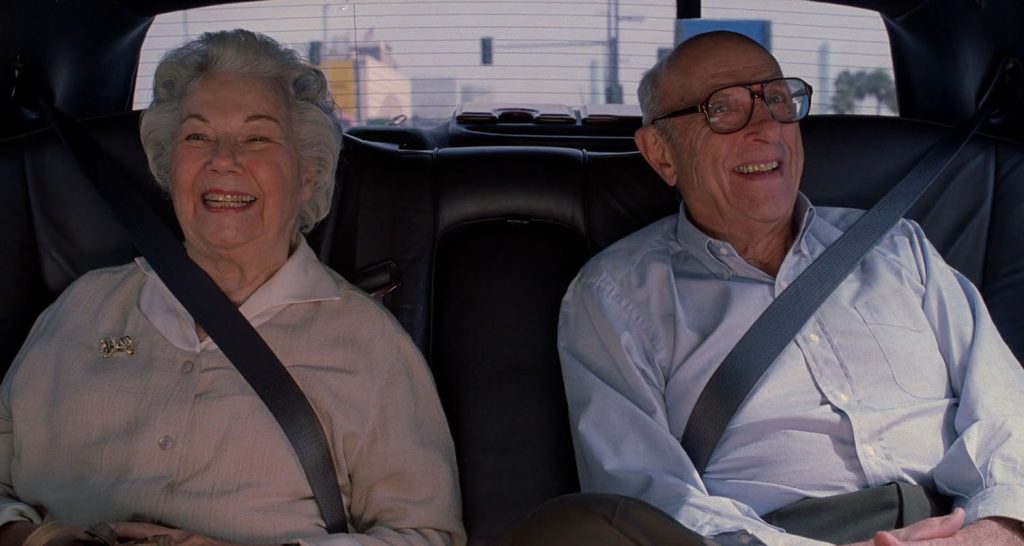 Jeanne Bates and Dan Birnbaum as the old couple in the back of limo