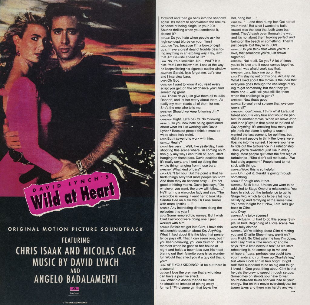 Advertisement for Wild at Heart and an article