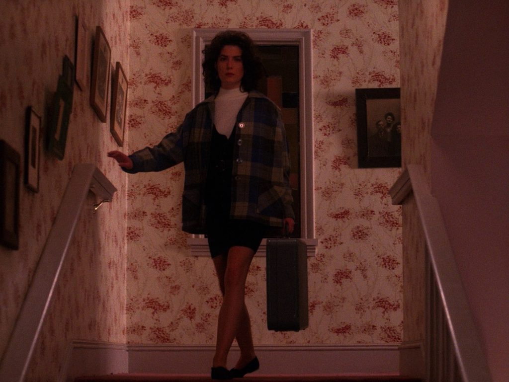 Donna Hayward on the stairs