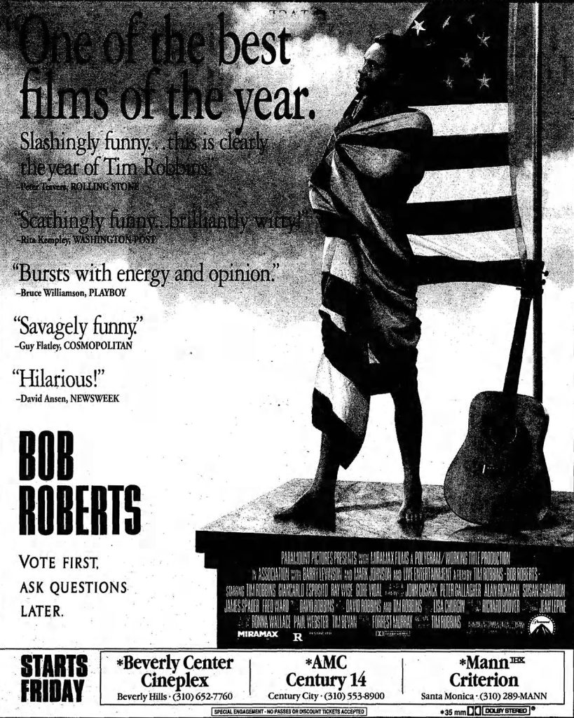 Movie ad for "Bob Roberts."